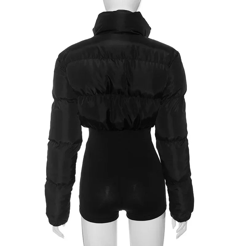 Did it Again Zip Up Puffer Jacket Romper Set