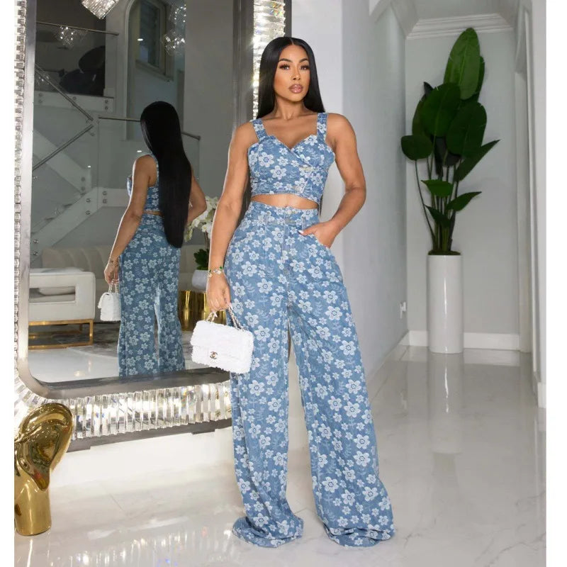 Wanderlust Floral Two Piece Jean Set