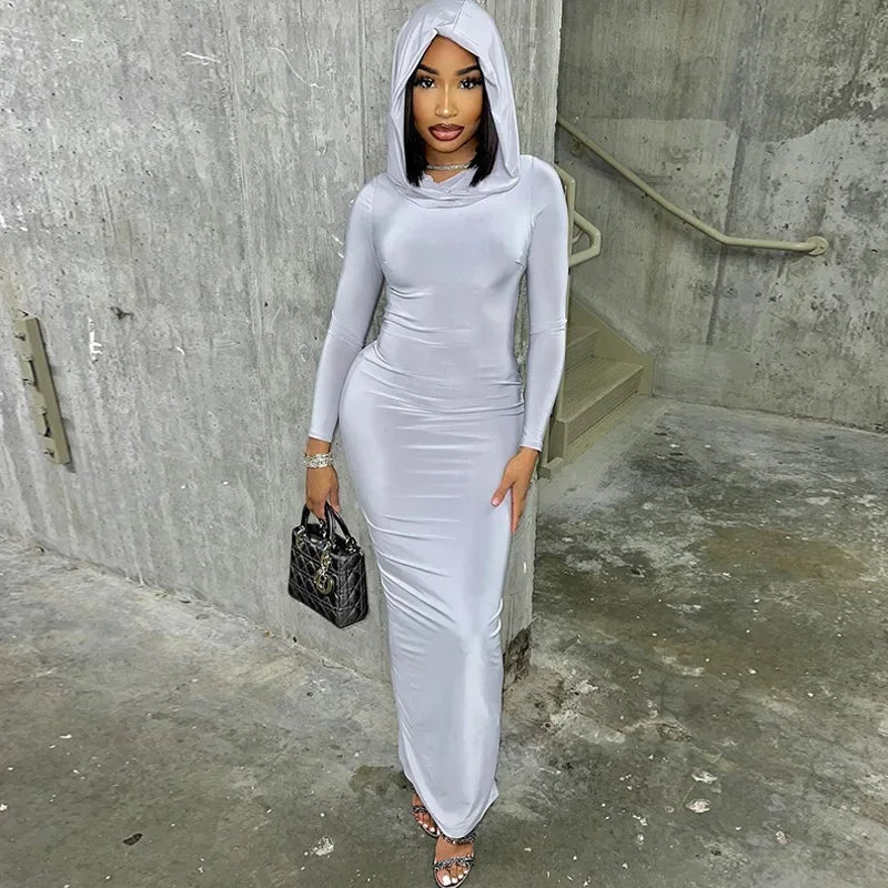 On Scene Hooded Long Sleeve Maxi Dress