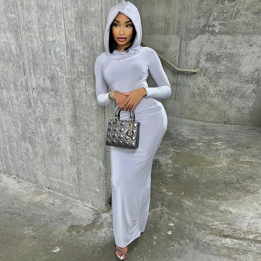 On Scene Hooded Long Sleeve Maxi Dress