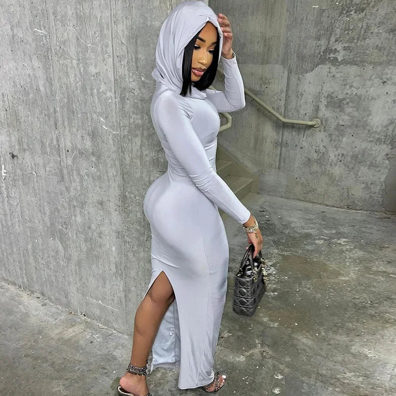 On Scene Hooded Long Sleeve Maxi Dress