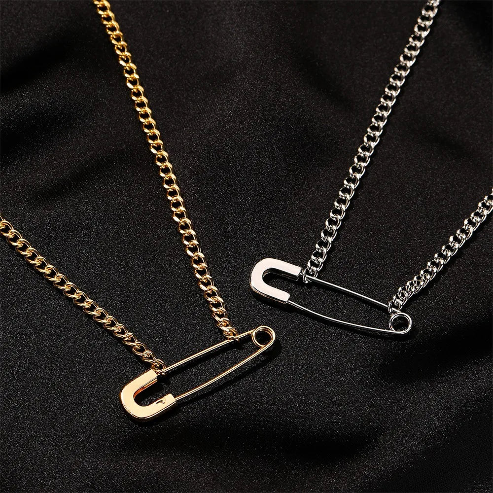 Silver Pin Chokers Necklace