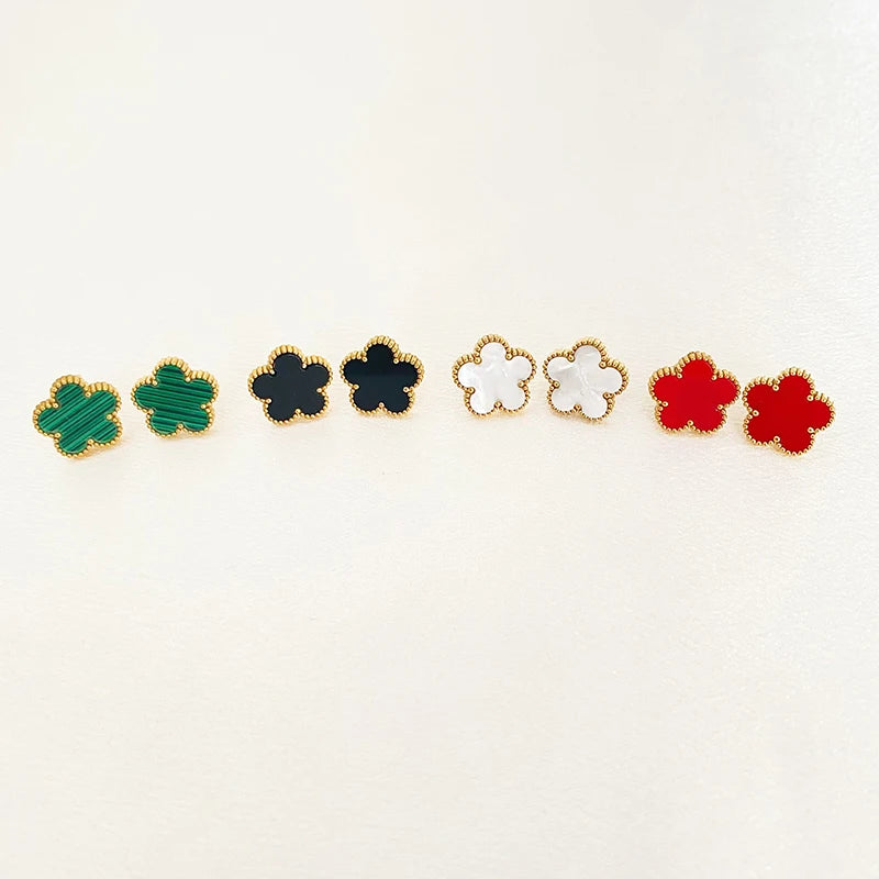 Blossom Five Leaf Flower Necklace + Earrings + Bracelet Set