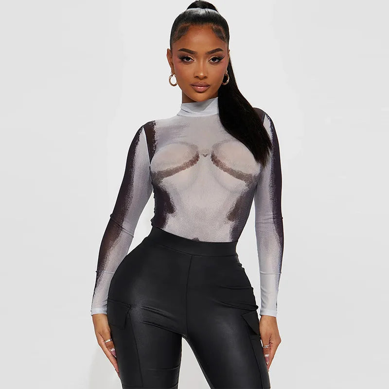 Match Made 3d Body Print Long Sleeve Top