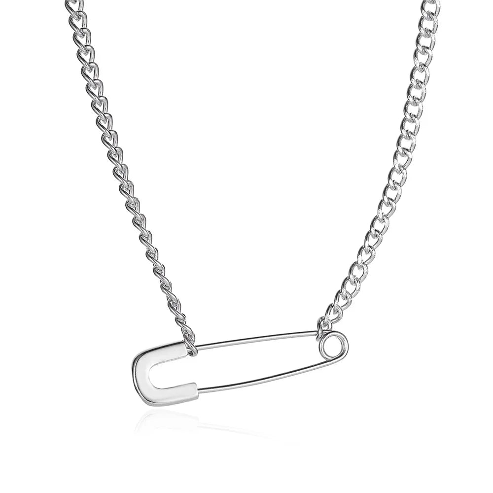 Silver Pin Chokers Necklace