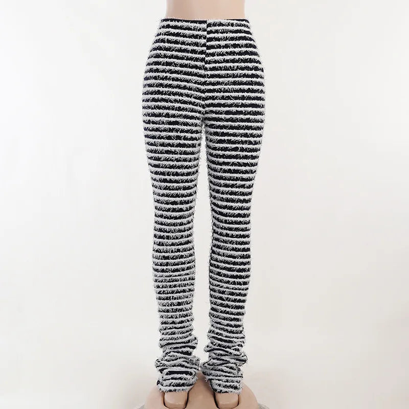 Striped Fuzzy Stacked Pants