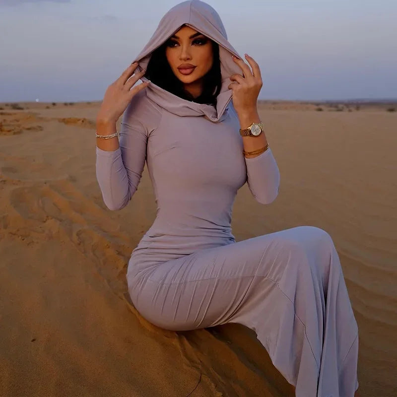 On Scene Hooded Long Sleeve Maxi Dress