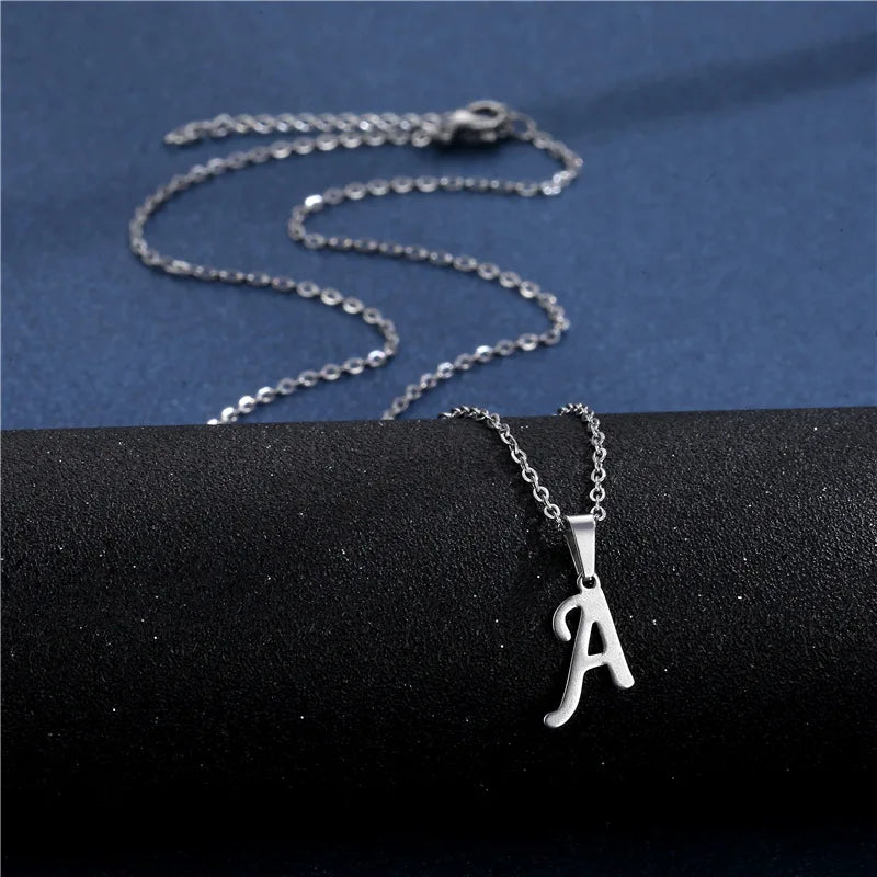 Silver Letter Pendant Necklace